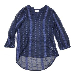 Olive & Oak‎ V Neck Popover Blouse Sheer 58